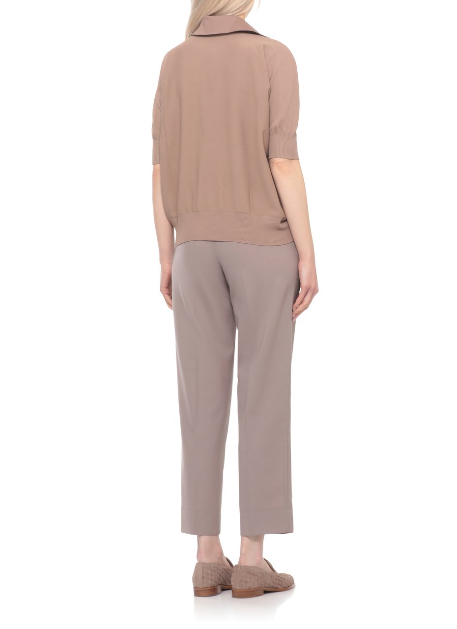 D-Exterior Brown V-Neck Viscose Polo Shirt Neutraal
