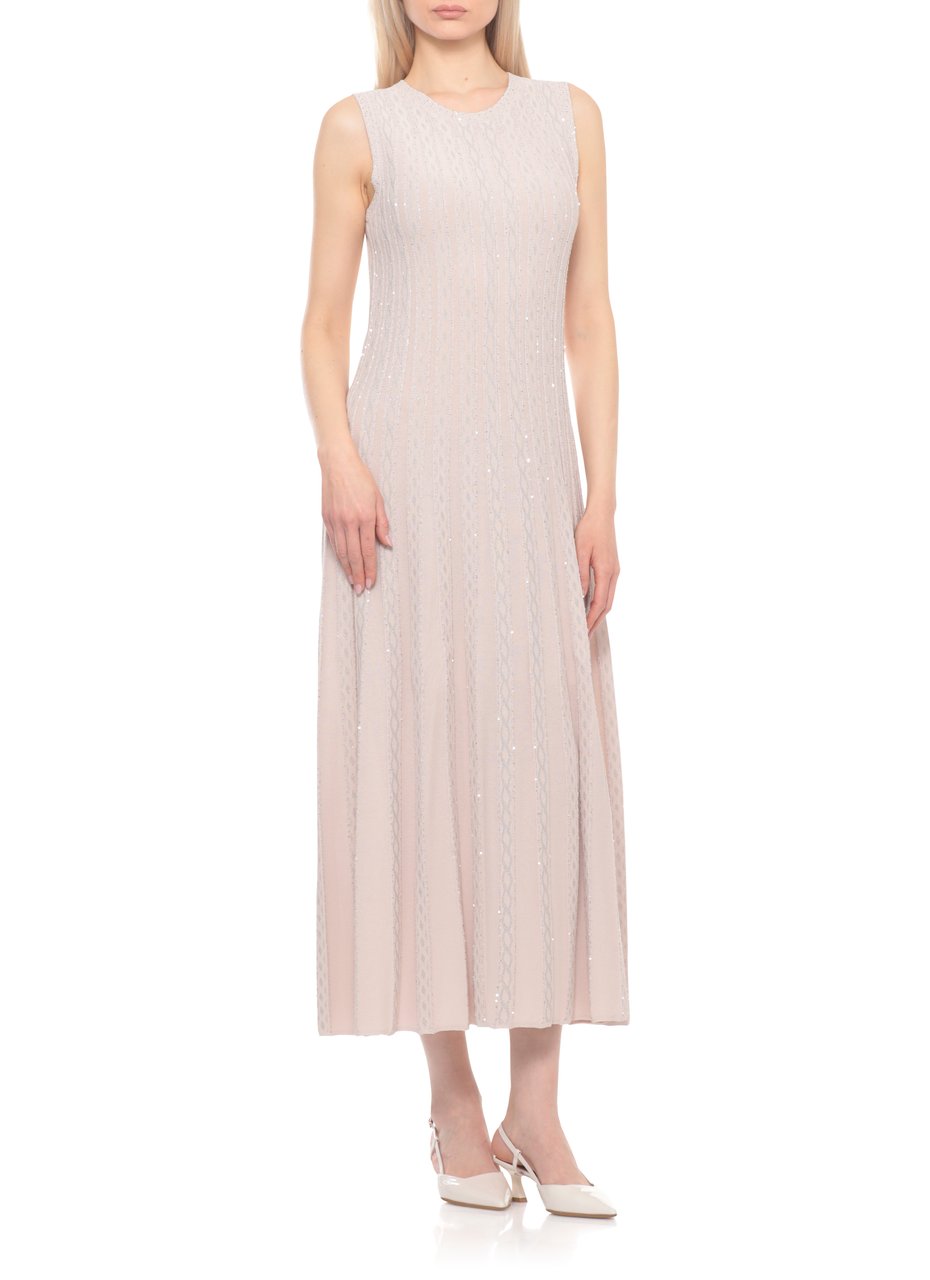 D-Exterior Pink Viscose Dress With All-Over Sequin Details Roze
