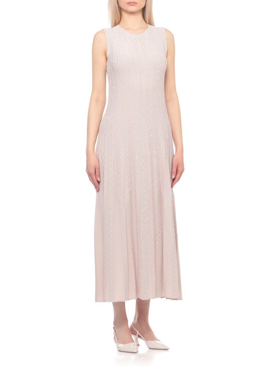 D-Exterior Pink Viscose Dress With All-Over Sequin Details Roze