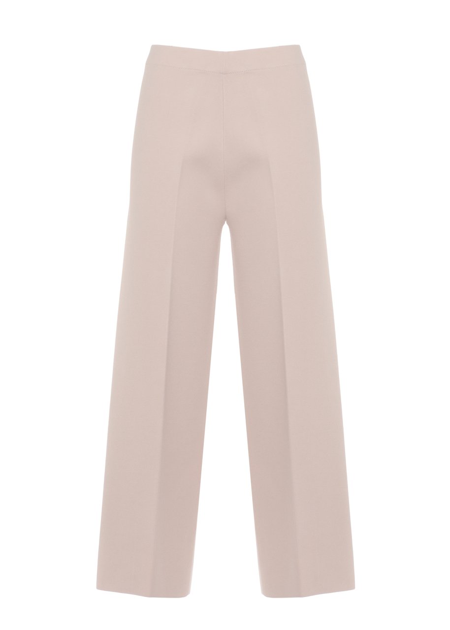D-Exterior Beige Viscose Straight-Leg Pants Neutraal