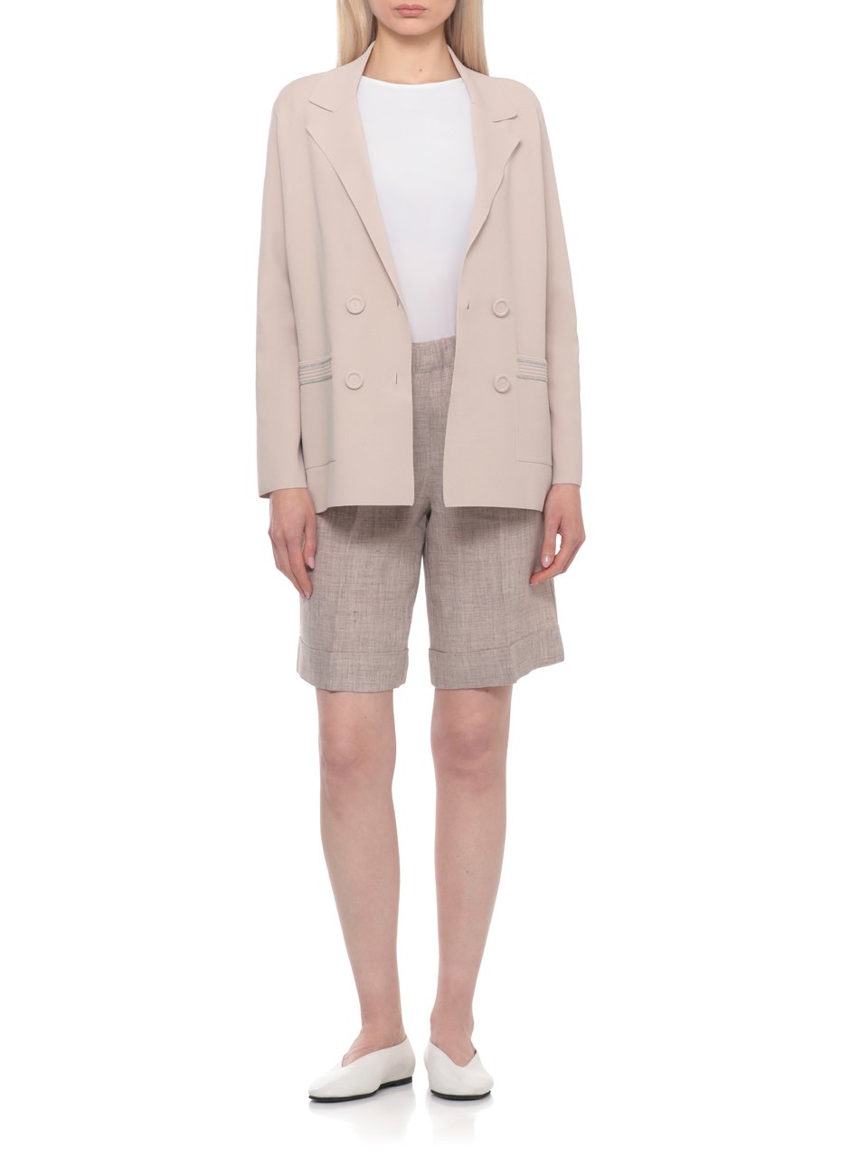 D-Exterior Beige Viscose Embellished Double-Breasted Blazer Neutraal
