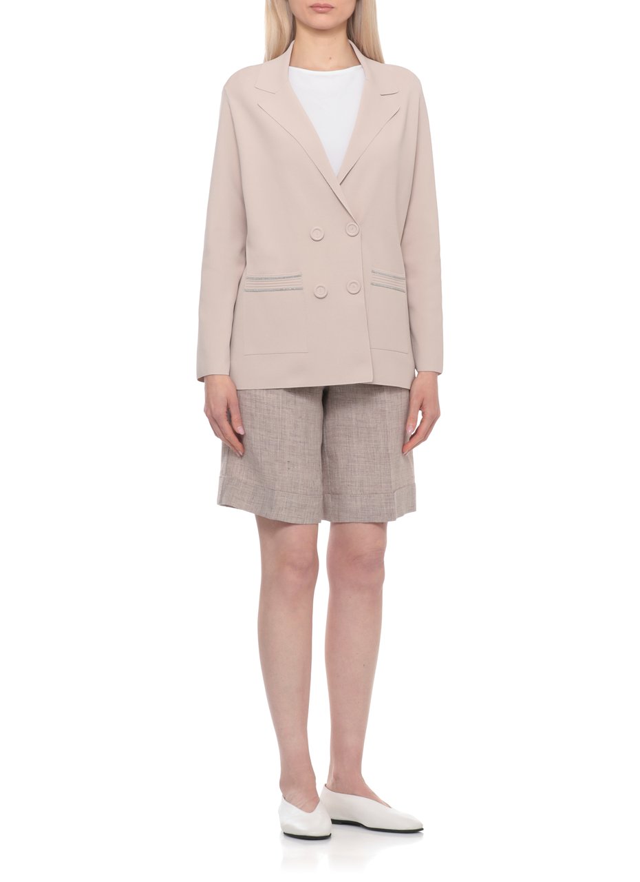 D-Exterior Beige Viscose Embellished Double-Breasted Blazer Neutraal