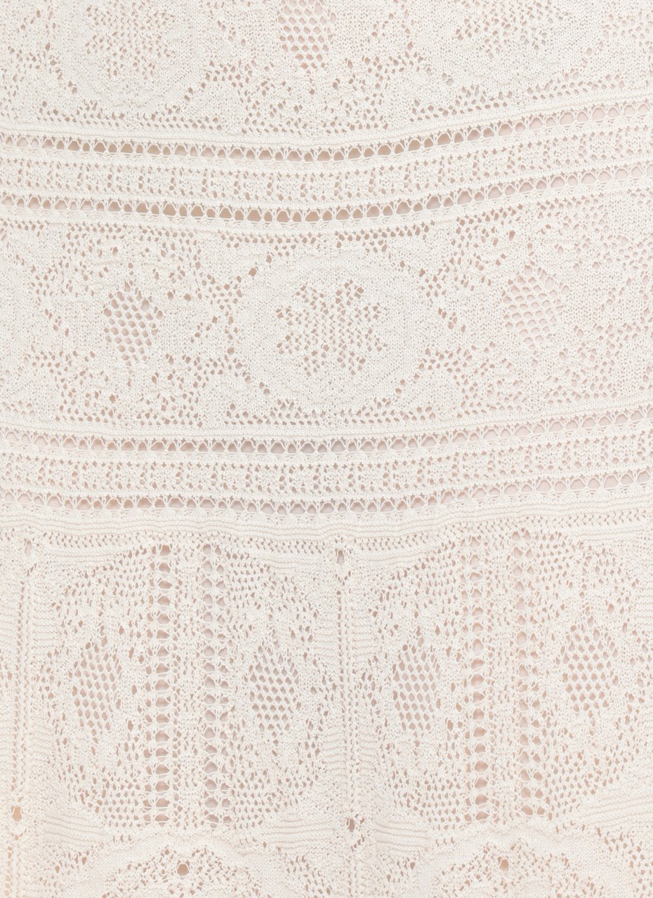 D-Exterior Ivory Midi Skirt With Intricate Lace Design Neutraal