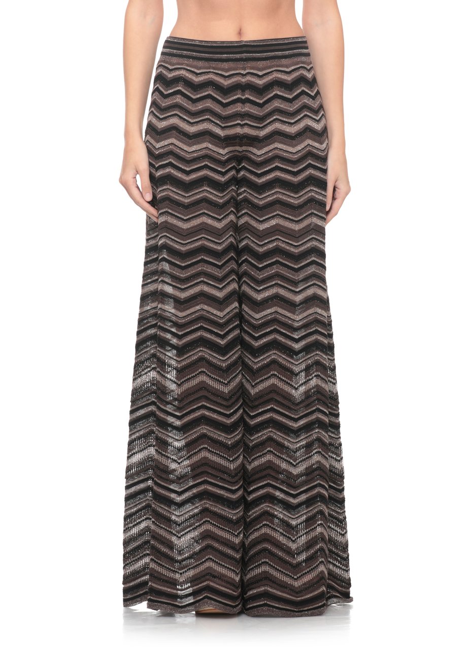 D-Exterior Brown Lurex Geometric Straight-Leg Pants Grijs