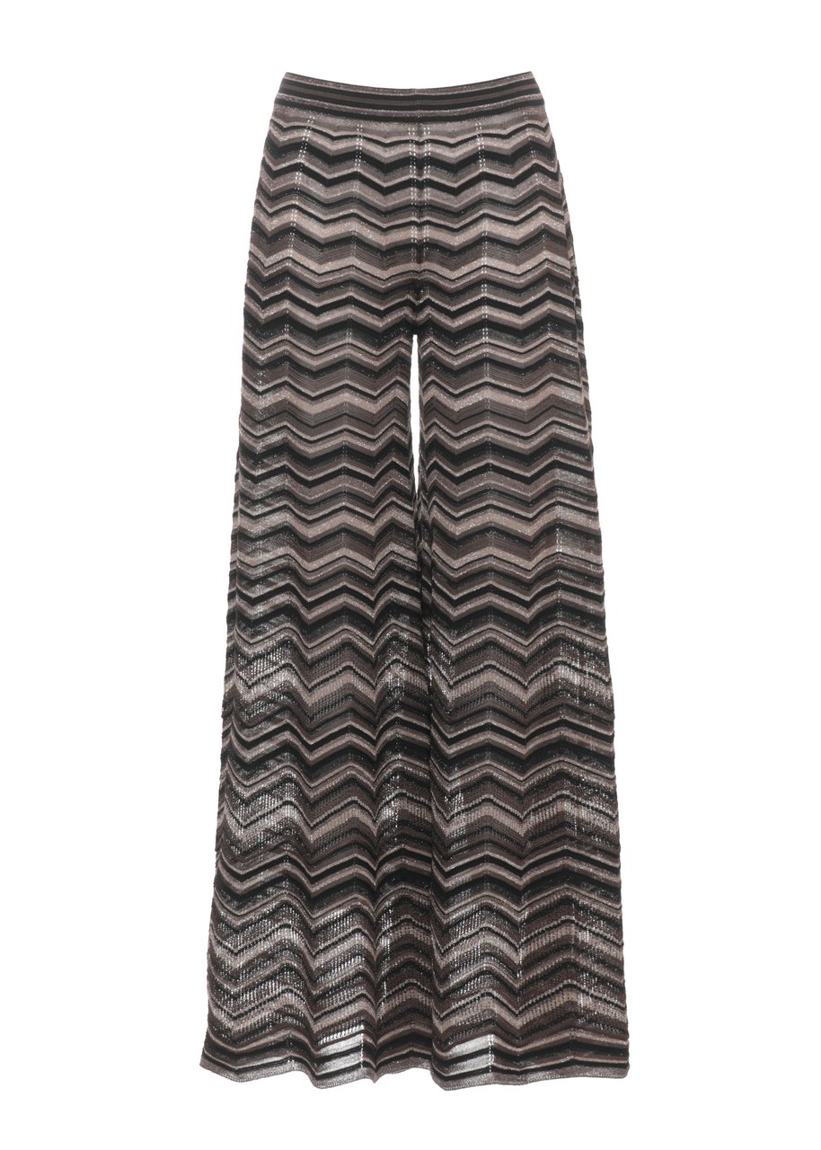 D-Exterior Brown Lurex Geometric Straight-Leg Pants Grijs