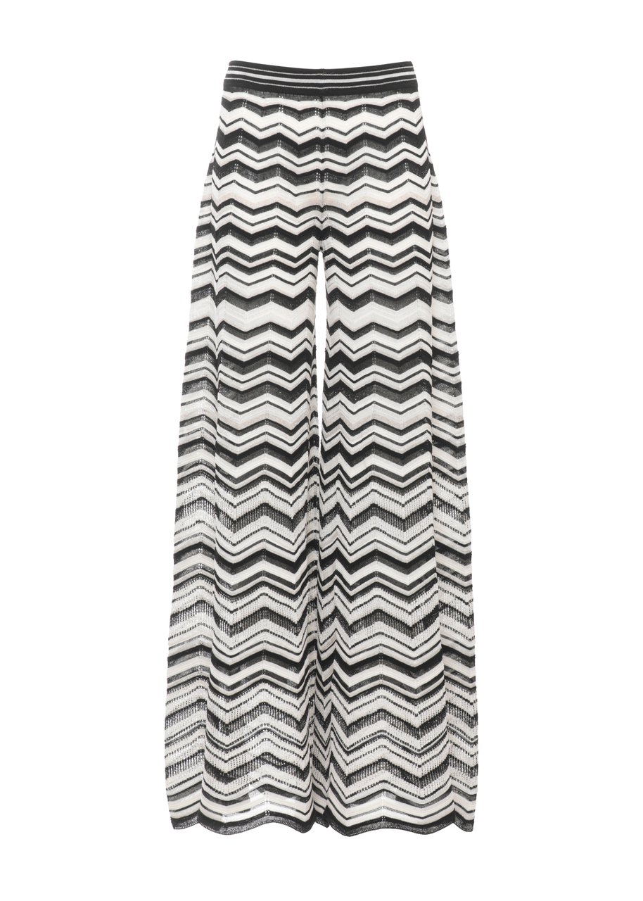 D-Exterior Black Lurex Geometric Straight-Leg Pants Grijs
