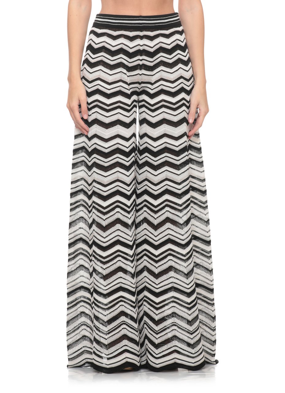 D-Exterior Black Lurex Geometric Straight-Leg Pants Grijs
