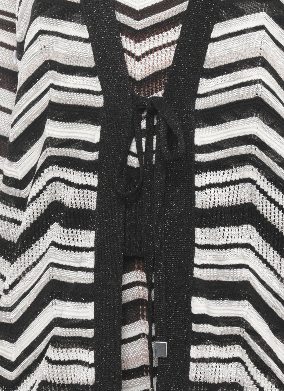 D-Exterior Black Chevron Lurex Cardigan Grijs