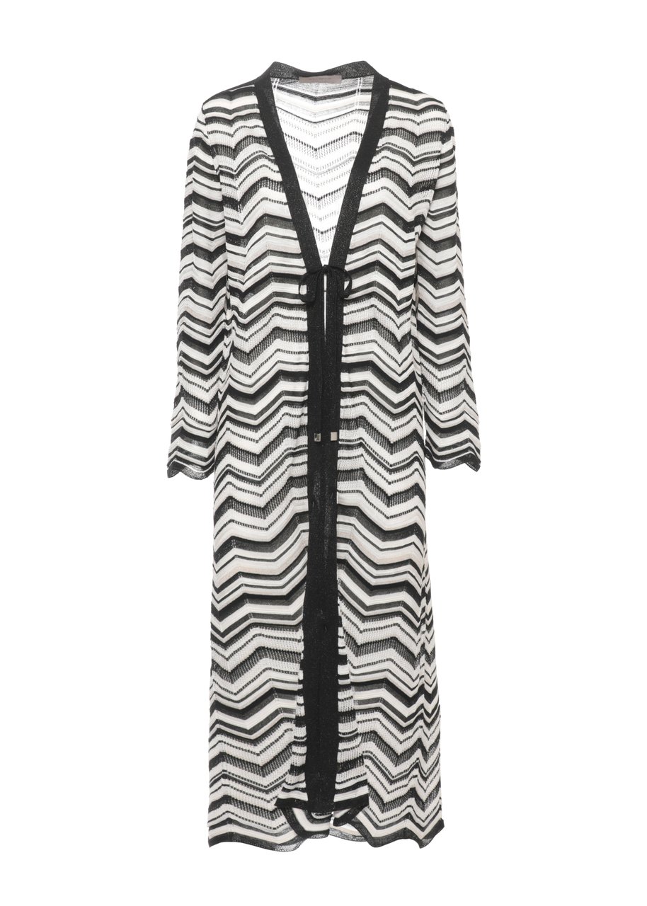 D-Exterior Black Chevron Lurex Cardigan Grijs