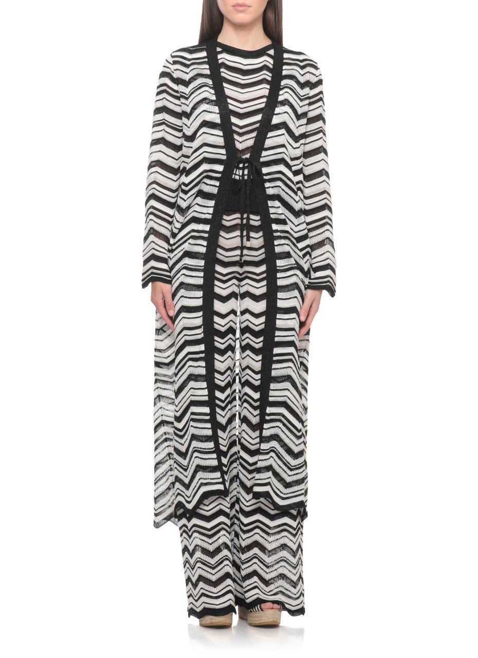 D-Exterior Black Chevron Lurex Cardigan Grijs