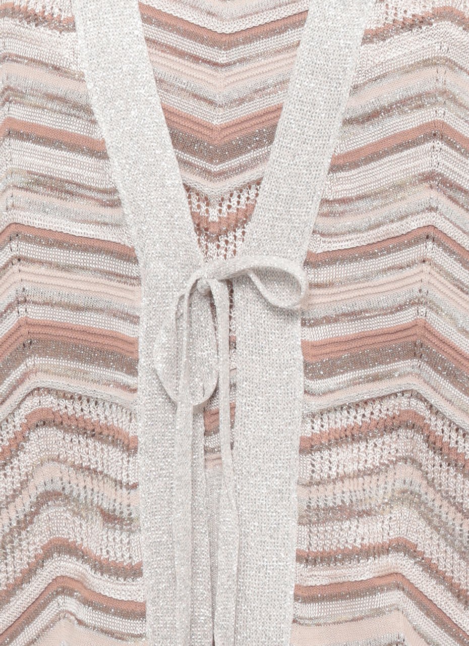 D-Exterior Beige Chevron Lurex Cardigan Roze