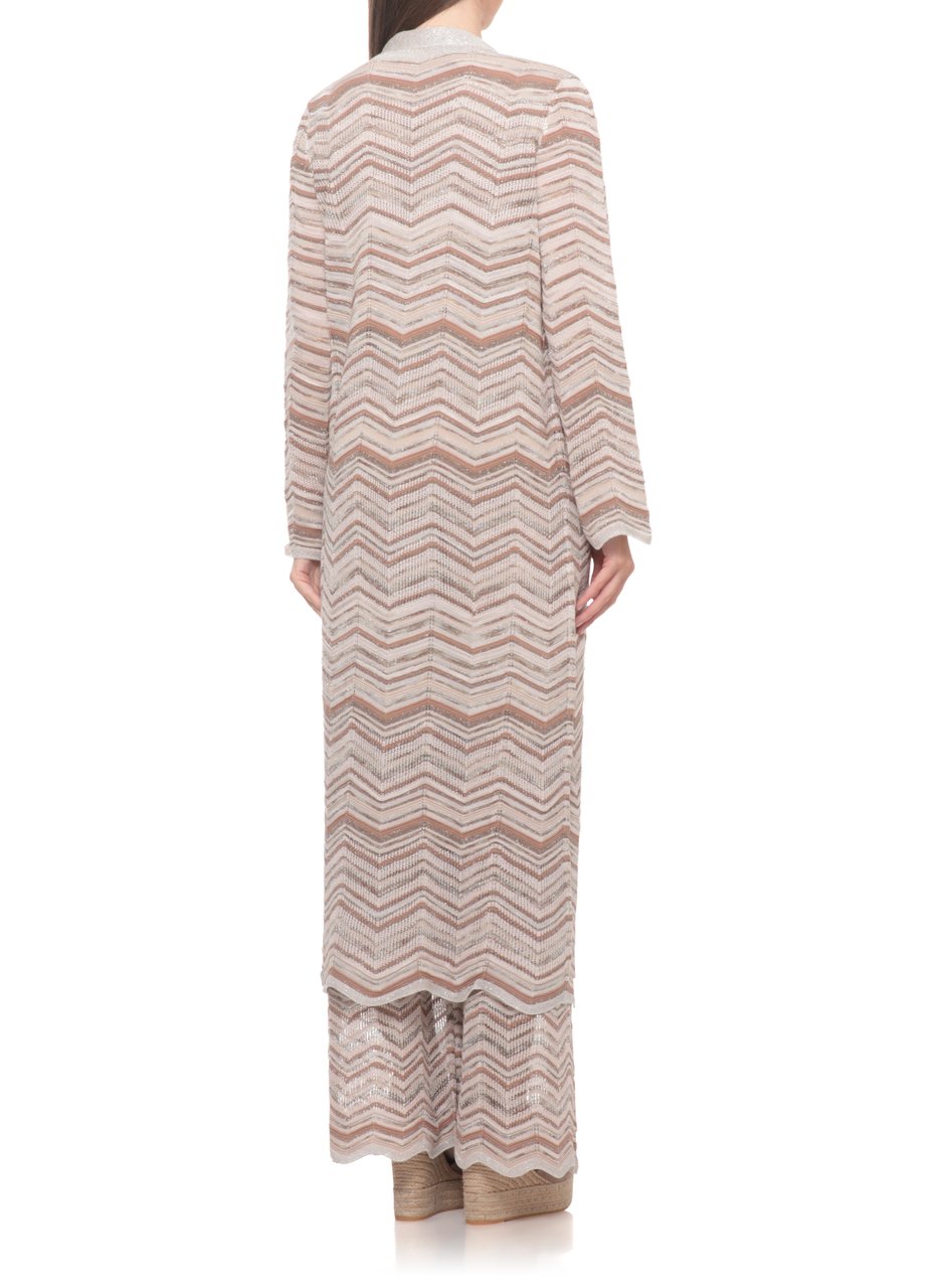 D-Exterior Beige Chevron Lurex Cardigan Roze