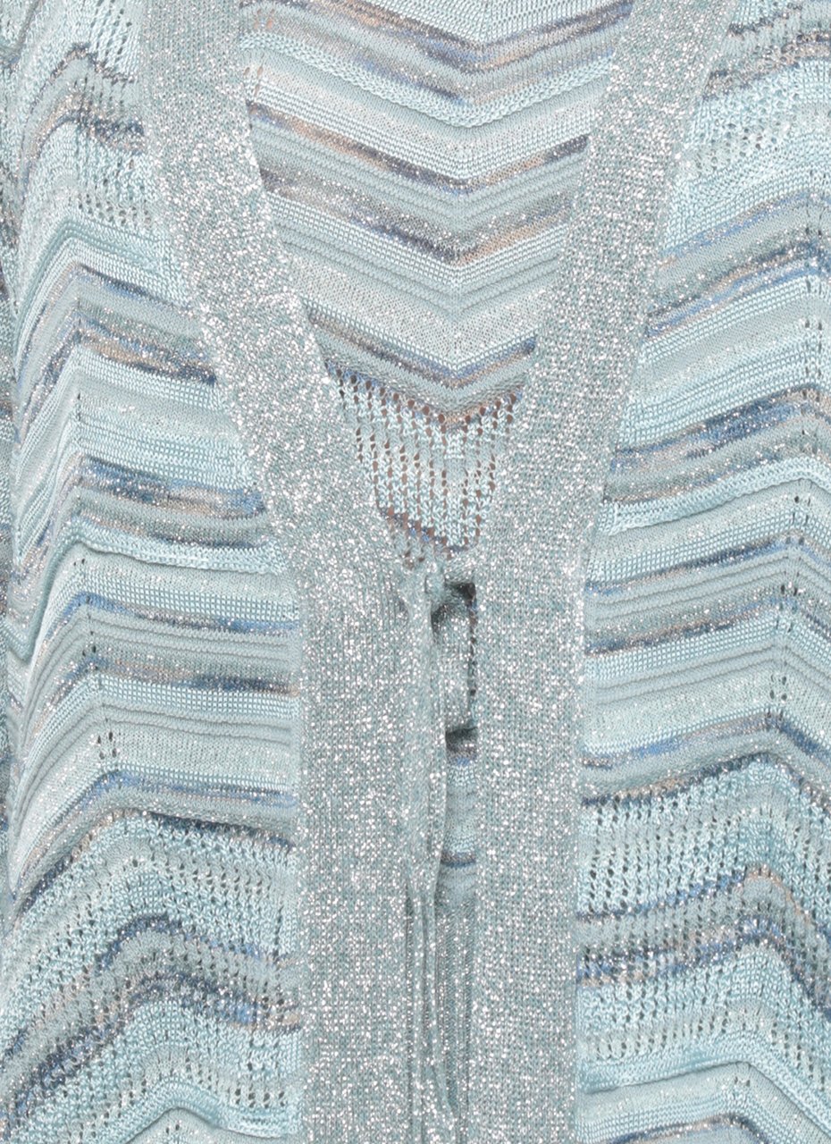 D-Exterior Light Blue Chevron Lurex Cardigan Grijs