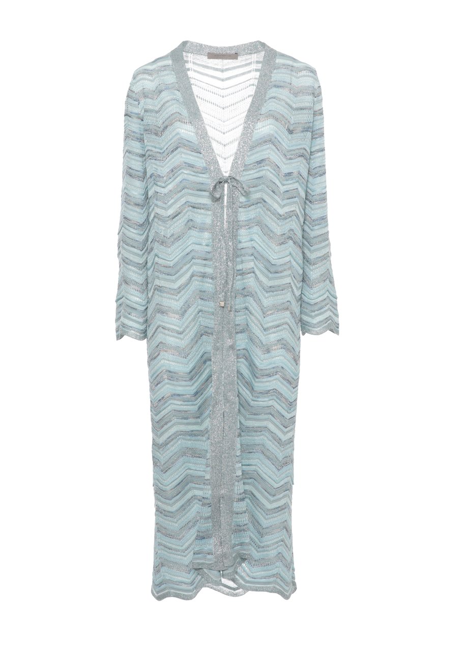 D-Exterior Light Blue Chevron Lurex Cardigan Grijs