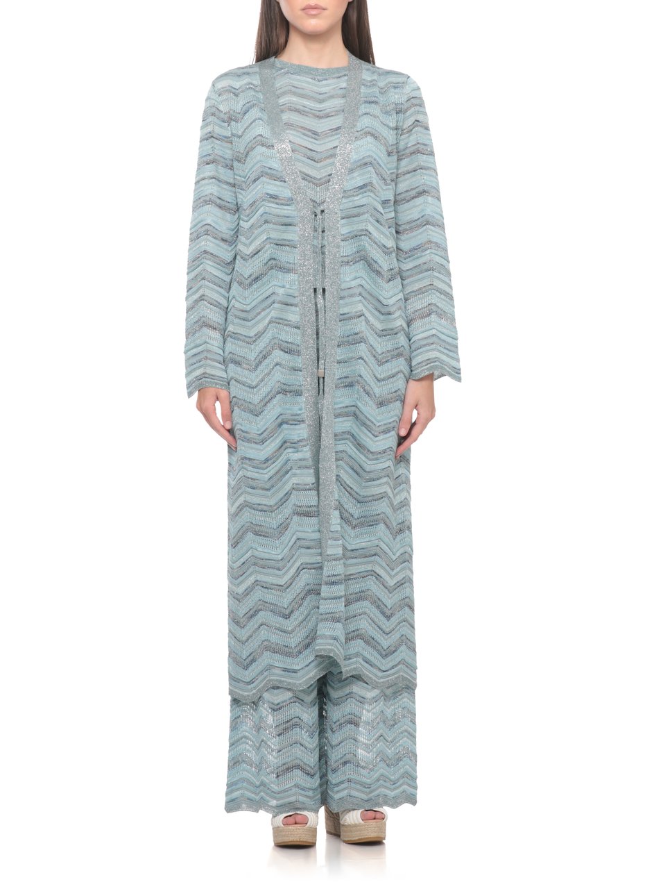D-Exterior Light Blue Chevron Lurex Cardigan Grijs