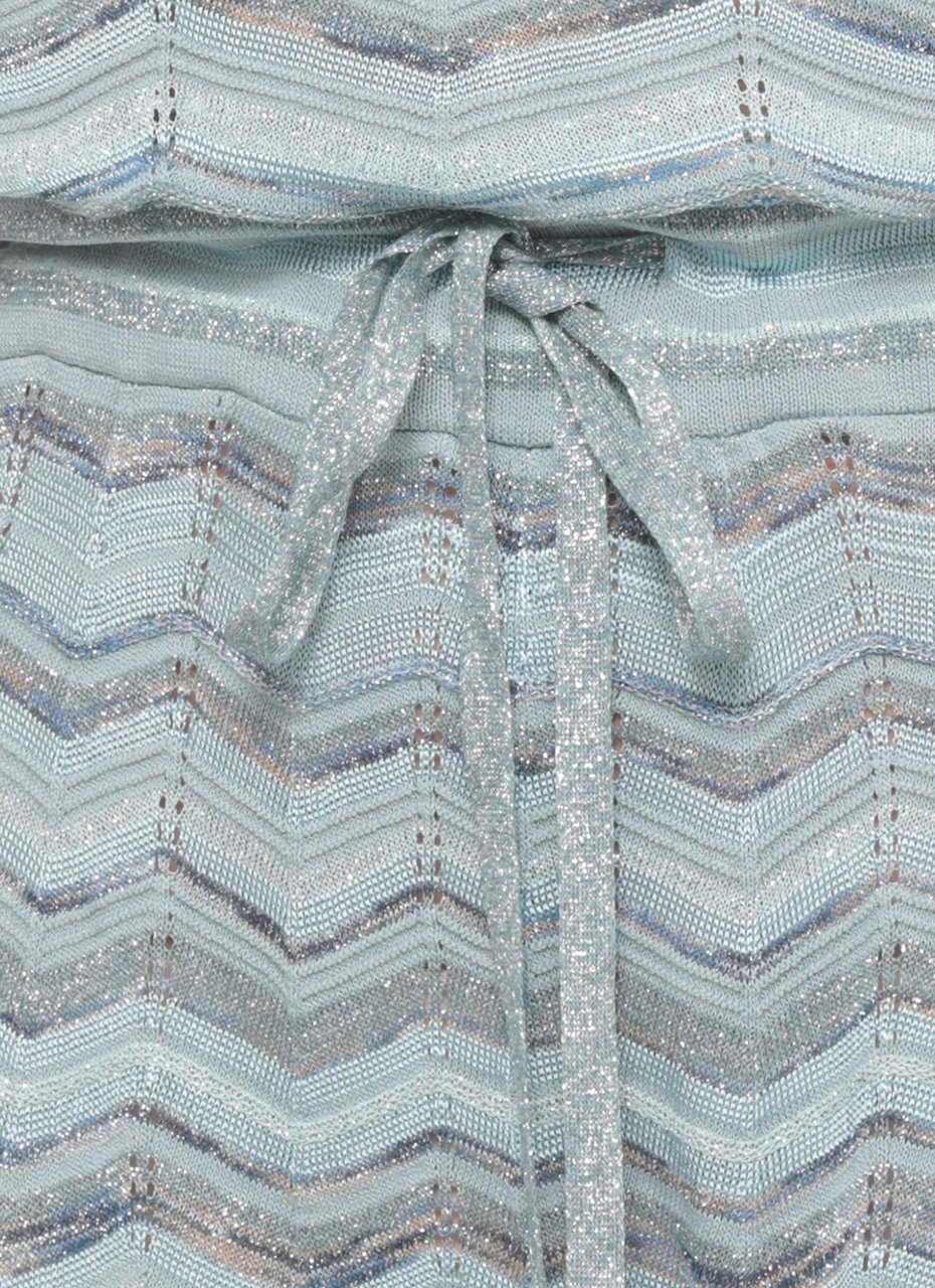 D-Exterior Light Blue Geometric Viscose Jumpsuit With Lurex Accents Blauw