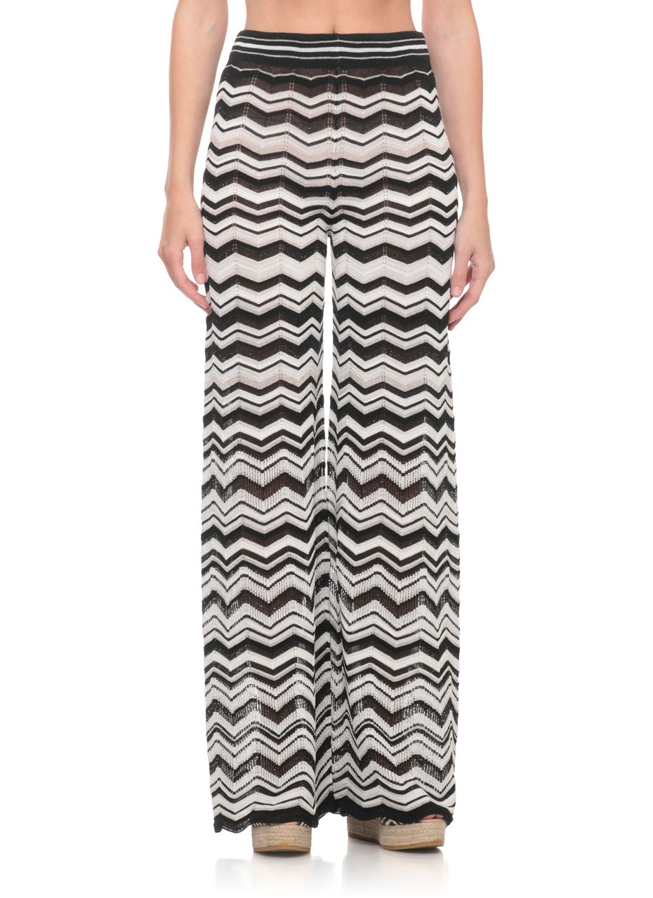 D-Exterior Black Lurex Geometric Straight-Leg Pants Grijs