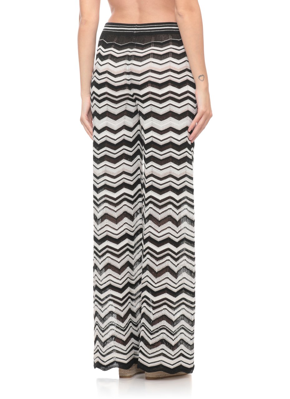 D-Exterior Black Lurex Geometric Straight-Leg Pants Grijs