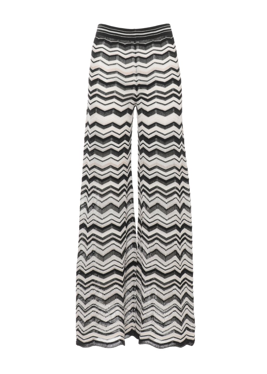 D-Exterior Black Lurex Geometric Straight-Leg Pants Grijs