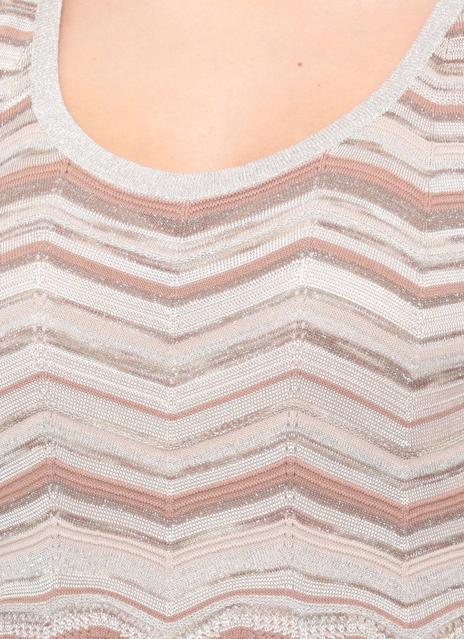 D-Exterior Beige Viscose Midi Dress With Geometric Pattern Grijs