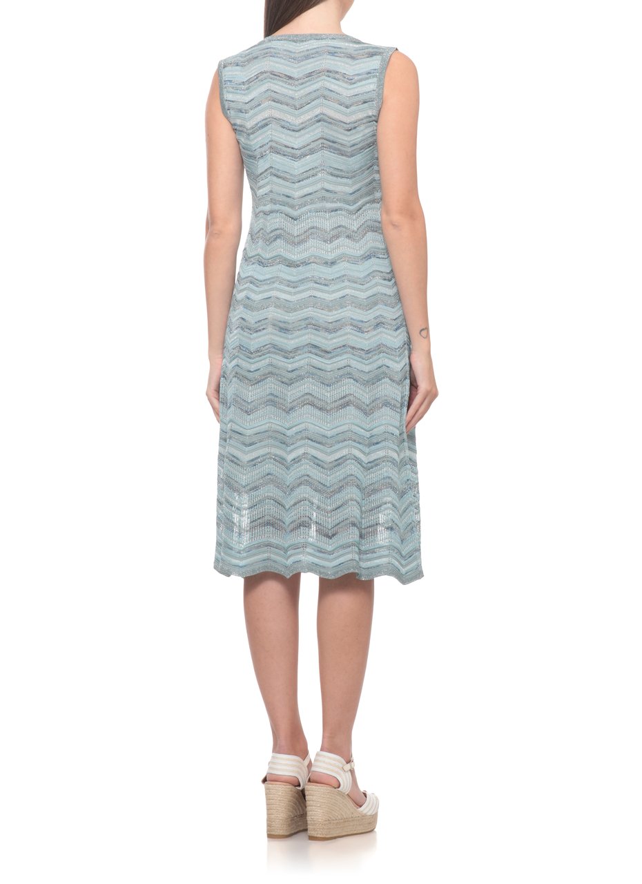 D-Exterior Geometric Pattern Viscose Dress With Lurex Detailing Grijs