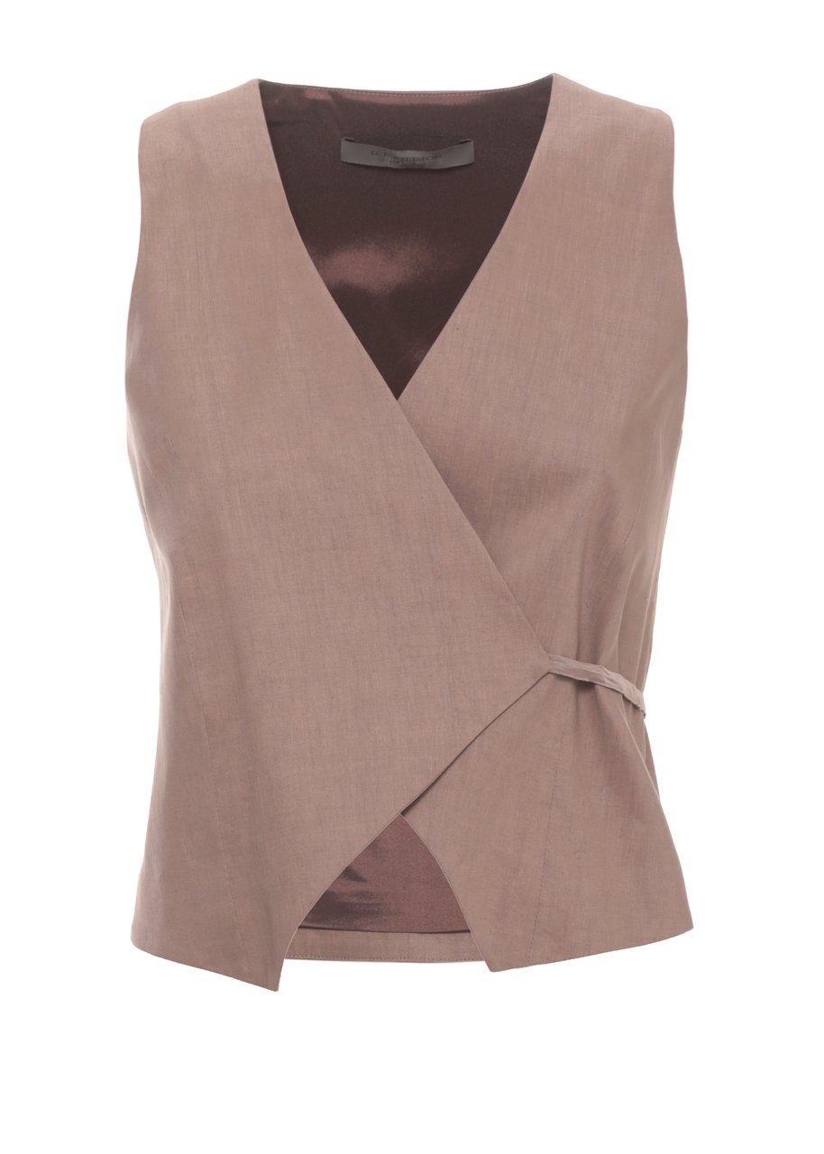 D-Exterior Brown Vest With Laces Vest Bruin