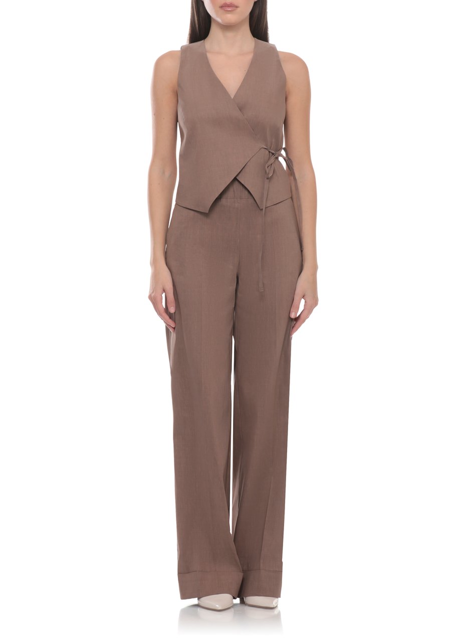 D-Exterior Brown Vest With Laces Vest Bruin