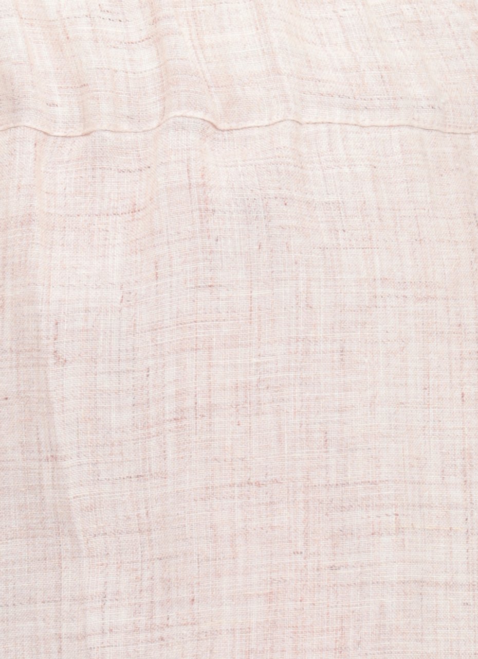 D-Exterior Beige Elastic Waist Linen Shorts Grijs