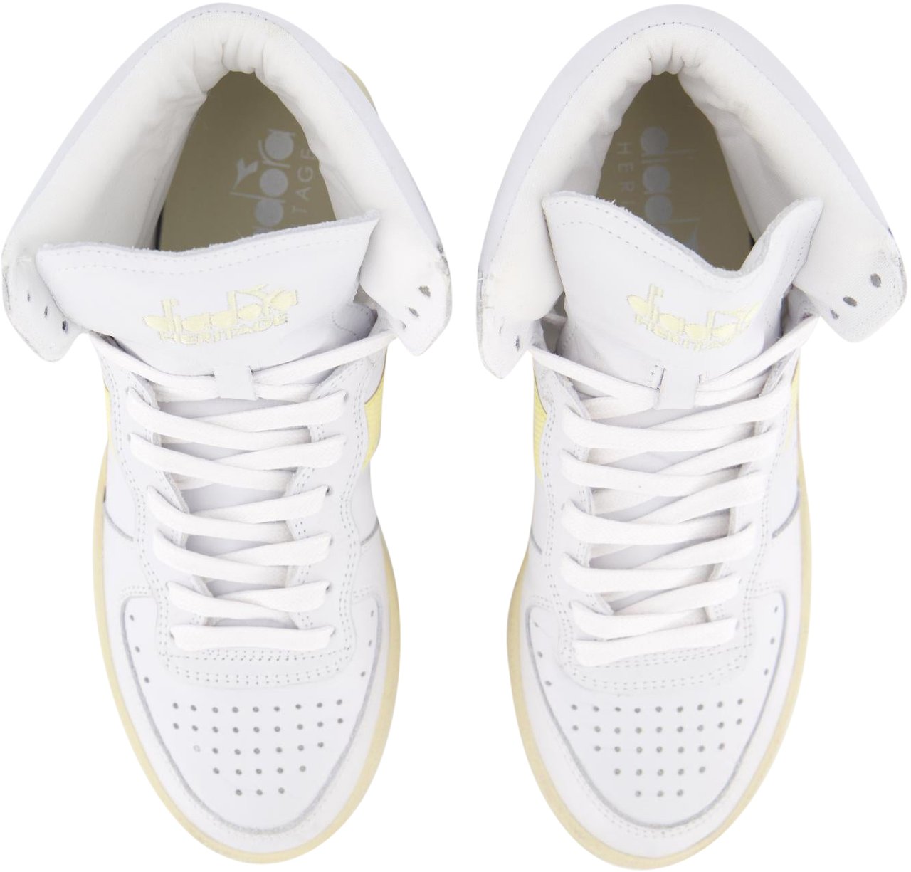 Diadora Dames Mi Basket Used Wit/Geel Wit