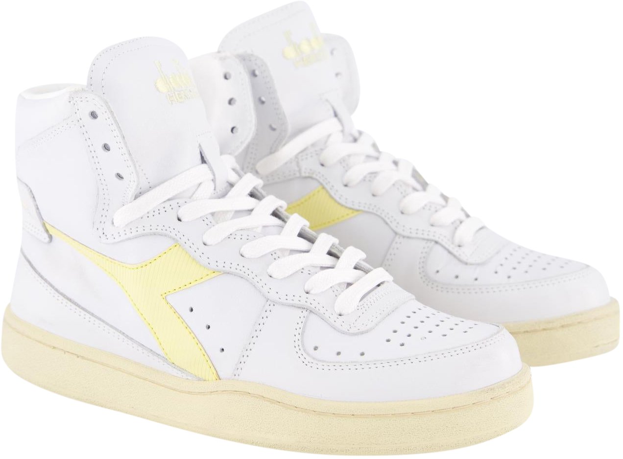 Diadora Dames Mi Basket Used Wit/Geel Wit