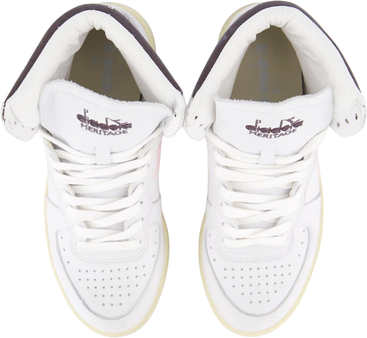 Diadora Dames Mi Basket Used Wit/Pink Wit