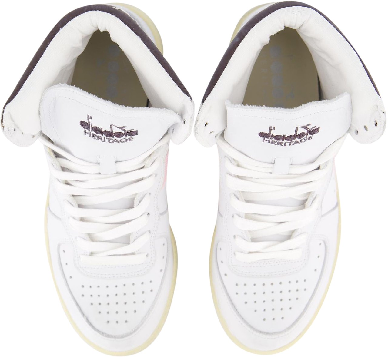 Diadora Dames Mi Basket Used Wit/Pink Wit