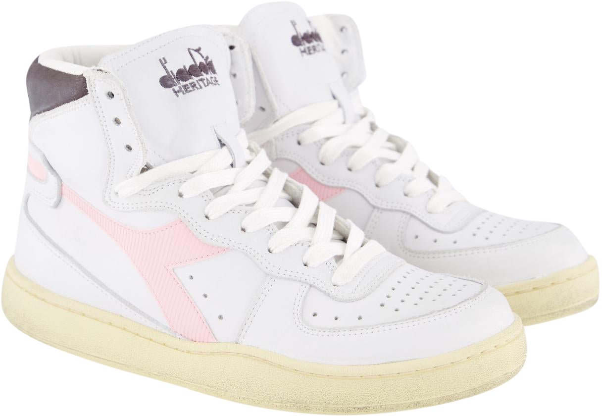 Diadora Dames Mi Basket Used Wit/Pink Wit