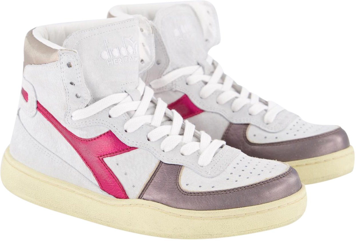 Diadora Dames Mi Basket Metal White/Fuchsia Wit