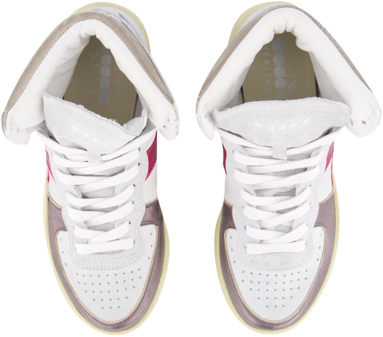 Diadora Dames Mi Basket Metal White/Fuchsia Wit