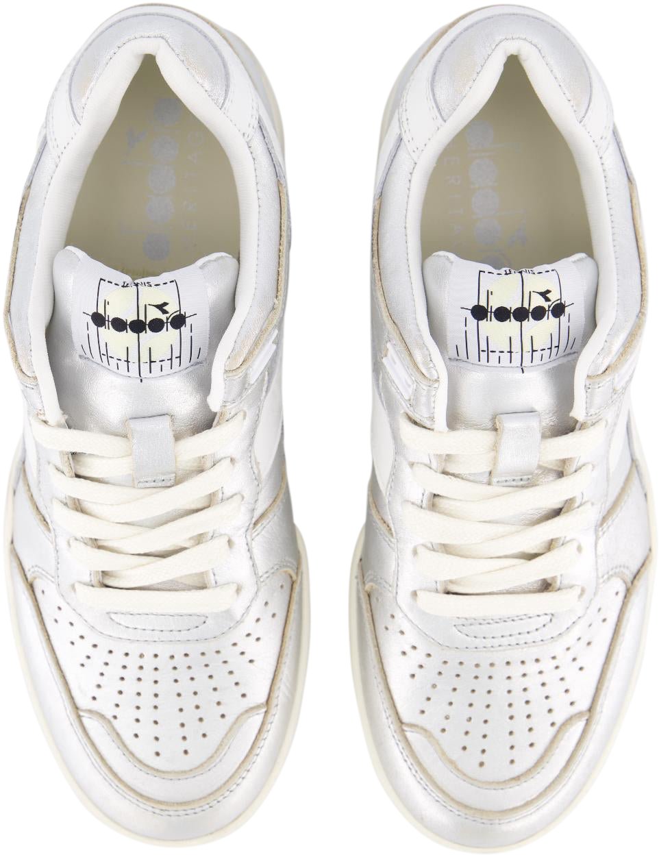 Diadora Dames B560 Metal Sneaker Zilver Metallic