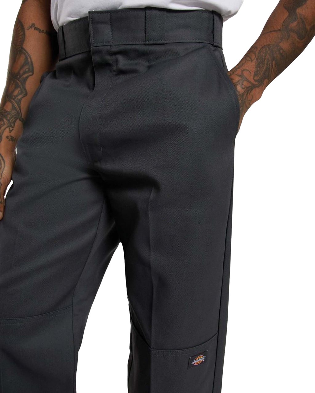 Dickies Double Knee Worker Broek Charcoal Wit