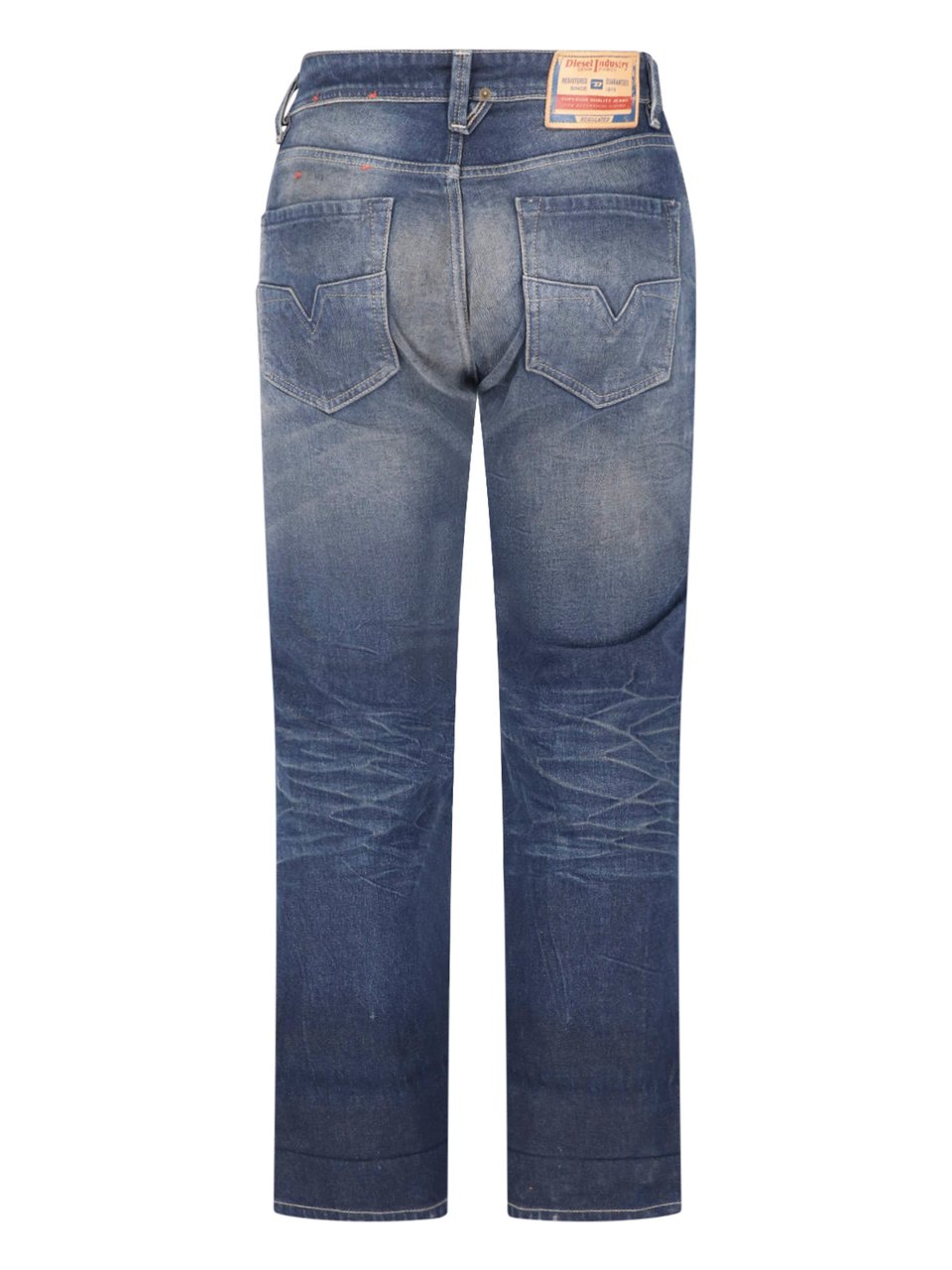 Diesel Blue Bootcut Destroyed Cotton Jeans Blauw