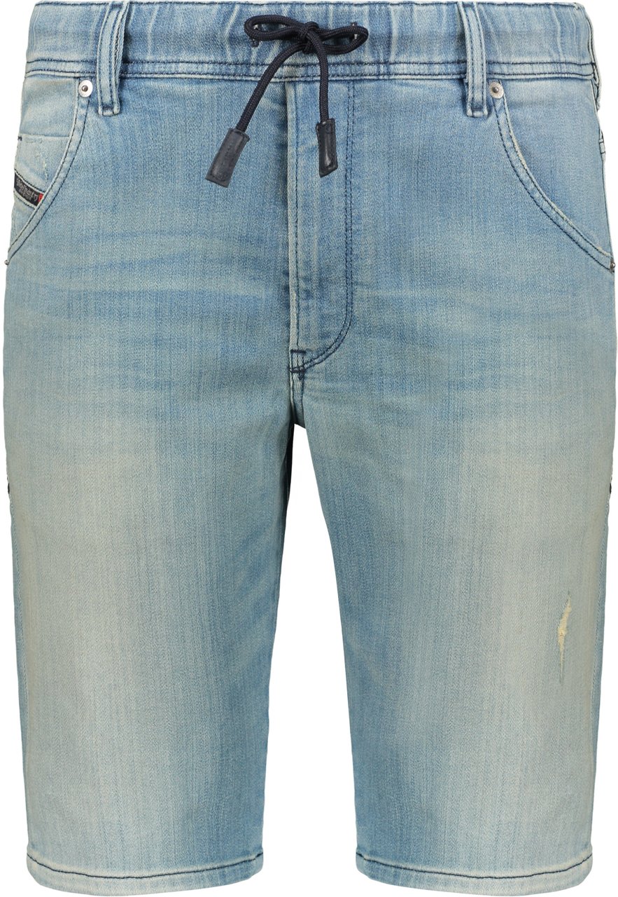 Diesel Blue denim shorts with adjustable elastic waistband Blauw