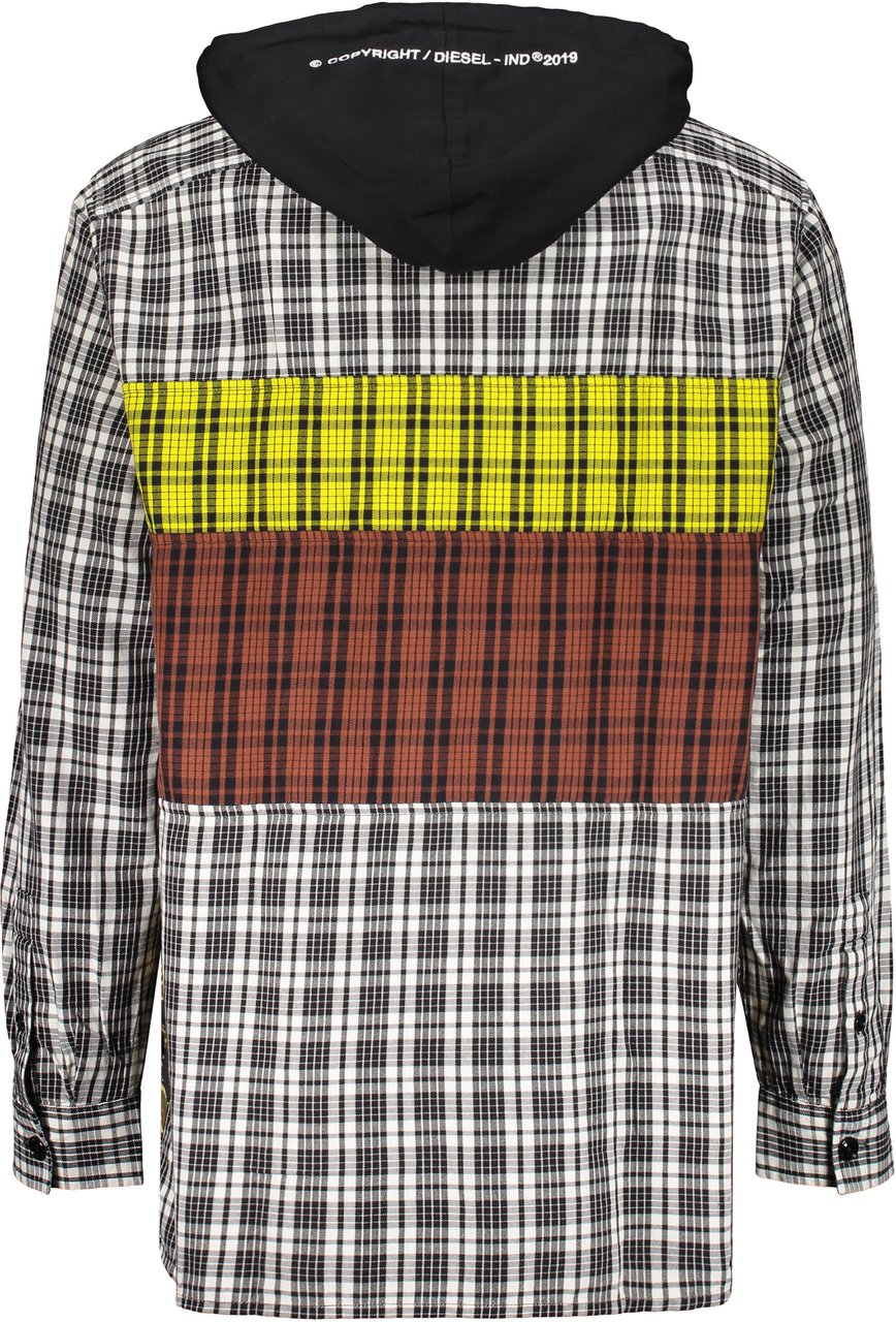 Diesel Checked shirt with modern hood Wit