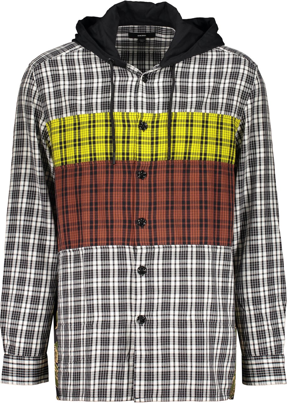 Diesel Checked shirt with modern hood Wit