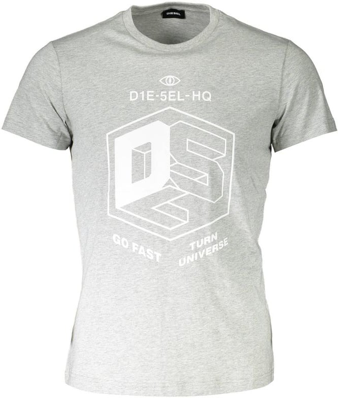 Diesel Grigio Cotton Men T-Shirt Grijs