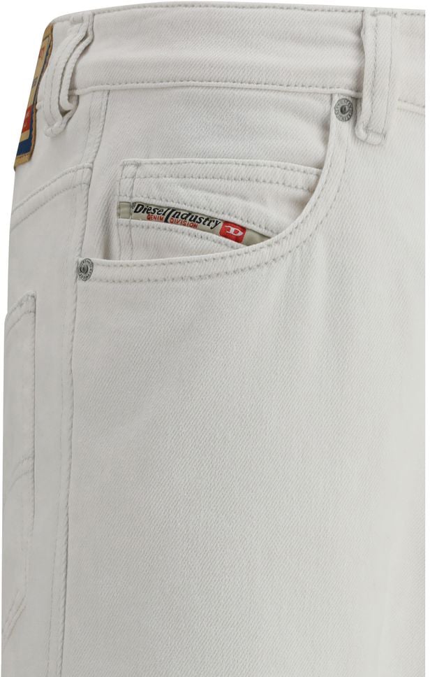 Diesel White Cotton Slim Fit Jeans Wit