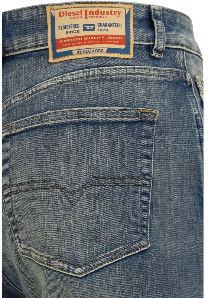 Diesel Blue Cotton Straight-Leg Jeans Blauw