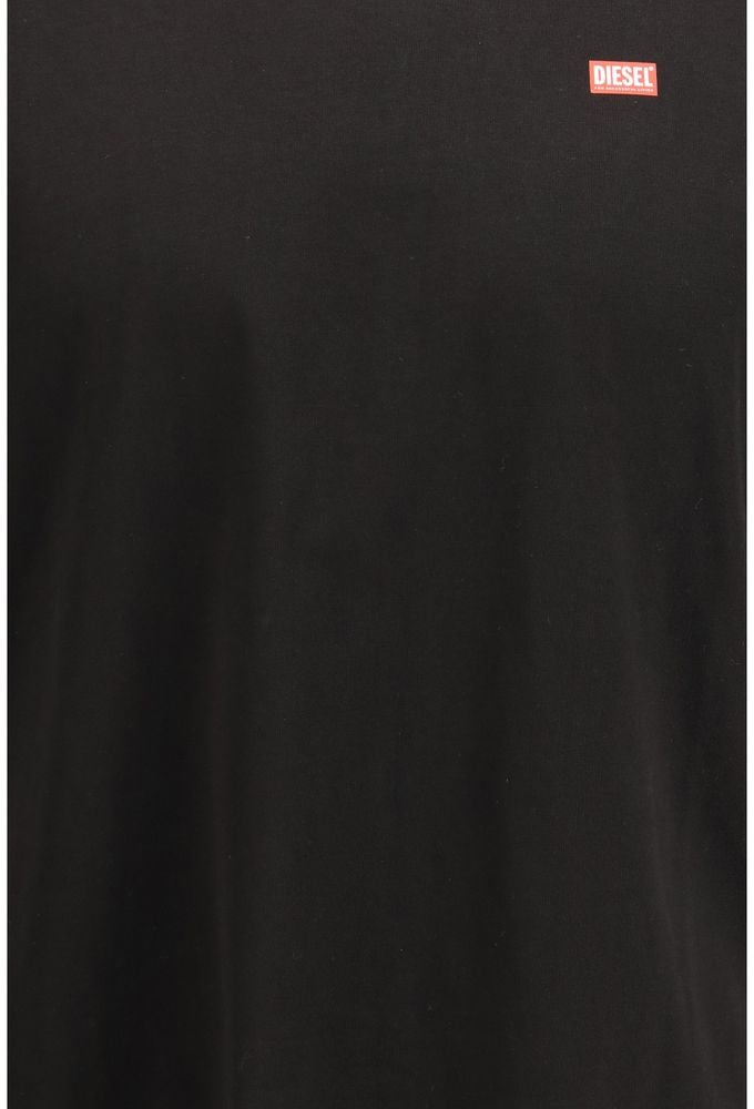 Diesel Black Cotton T-Shirt Zwart