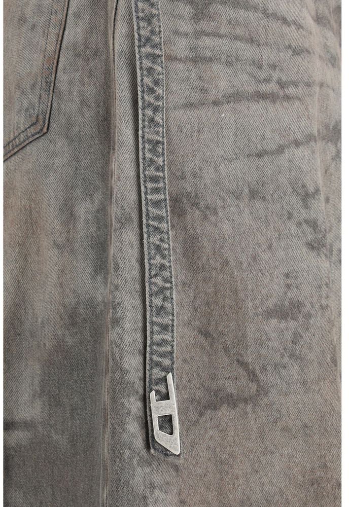 Diesel Gray Lyocell Midi Skirt Grijs