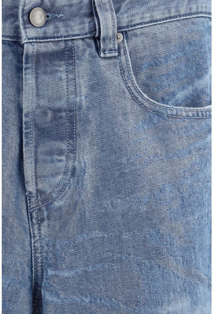 Diesel Blue Cotton Straight-Leg Jeans Blauw