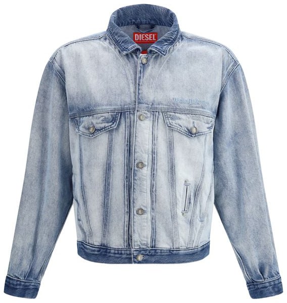 Diesel Blue Cotton Denim Jacket Blauw