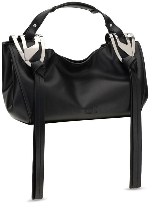 Diesel Diesel Black Calf Leather Bos Taurus Shoulder Bag Zwart