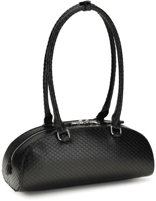 Diesel Diesel Black Calf Leather Bos Taurus Shoulder Bag Zwart